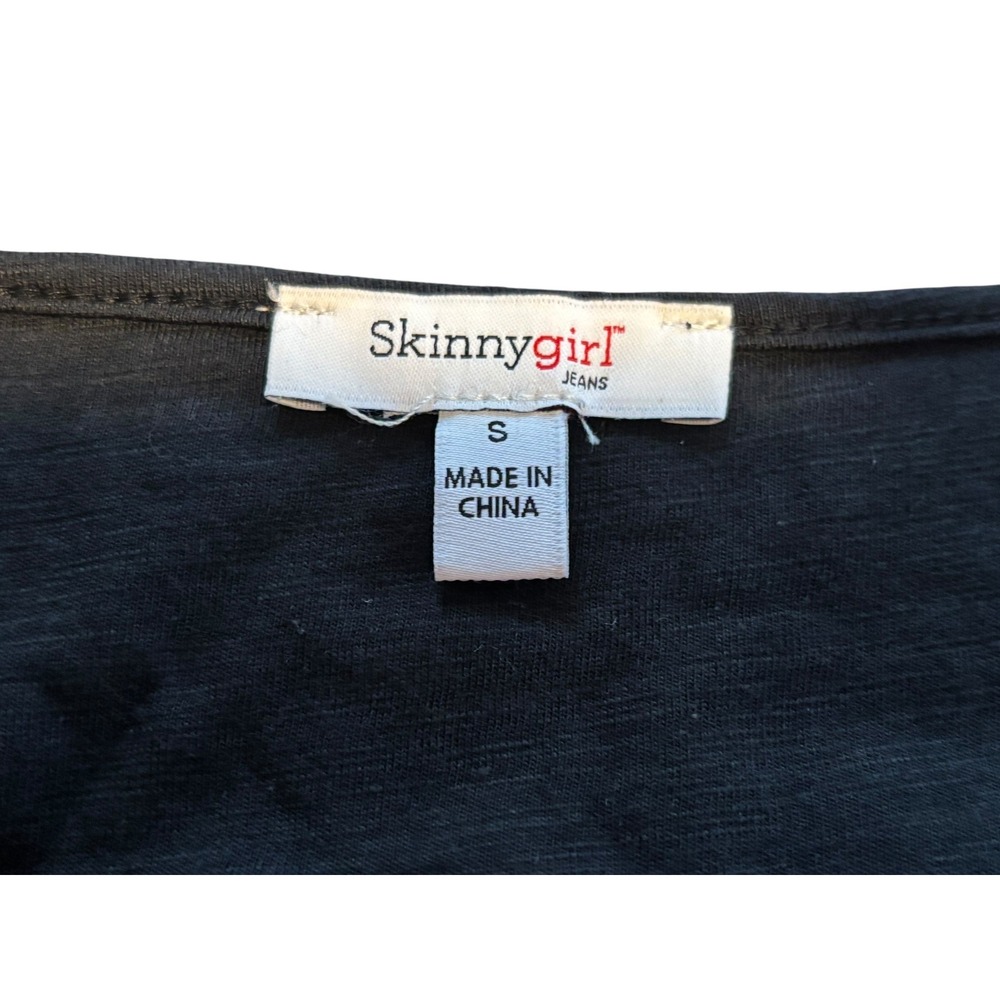 Skinny Girl SZ Small Black 3/4 sleeve‎ buttoned Henley shirt. Basic. Layering - Picture 6 of 10